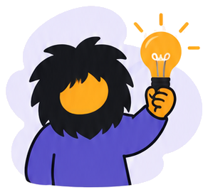 Botness mascot with a lightbulb idea